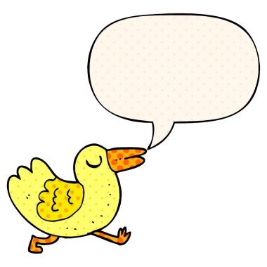 çizgi roman tarzında karikatür kuş ve konuşma balonu