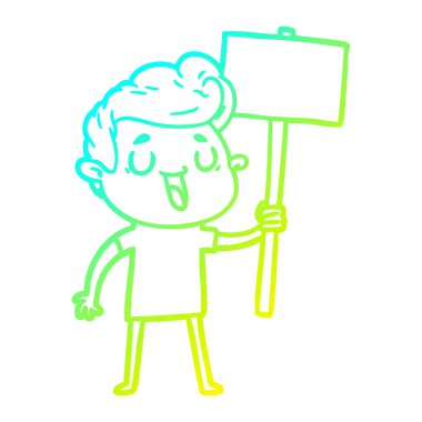 soğuk degrade çizgi çizim mutlu karikatür adam