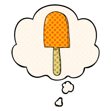 çizgi roman tarzında karikatür lolipop ve düşünce balonu
