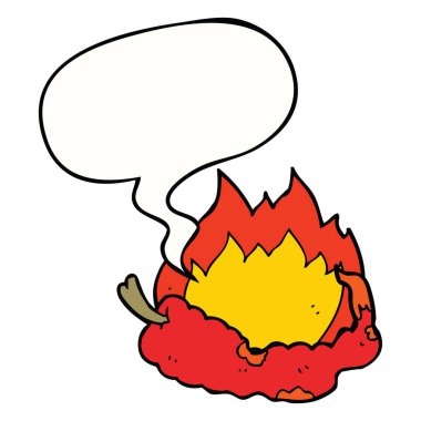 karikatür sıcak biber ve konuşma balonu