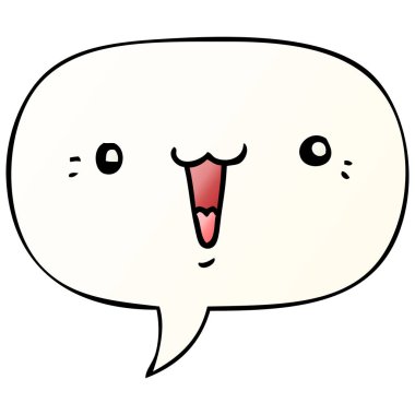 pürüzsüz degrade tarzında sevimli karikatür yüz ve konuşma balonu