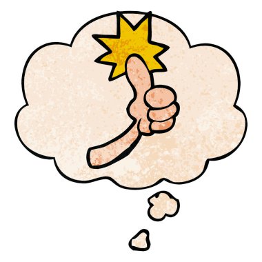 grunge doku patt karikatür başparmak kadar işaret ve düşünce balonu