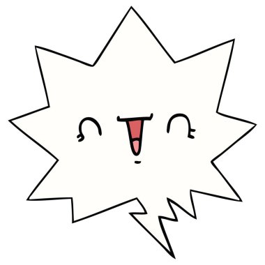 mutlu karikatür yüz ve konuşma balonu