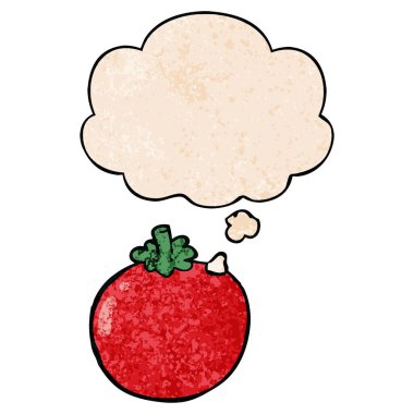 karikatür domates ve grunge doku desen stil düşünce balonu