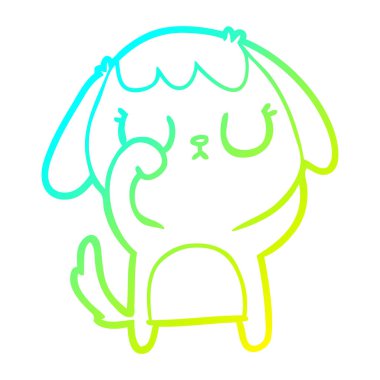 soğuk degrade çizgi çizim sevimli karikatür köpek