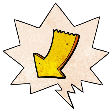 retro doku tarzında karikatür işaret ok ve konuşma balonu