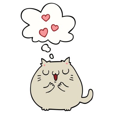 aşk ve düşünce balonu sevimli karikatür kedi