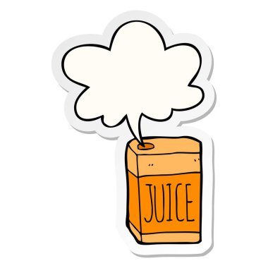 karikatür suyu kutusu ve konuşma kabarcık etiket