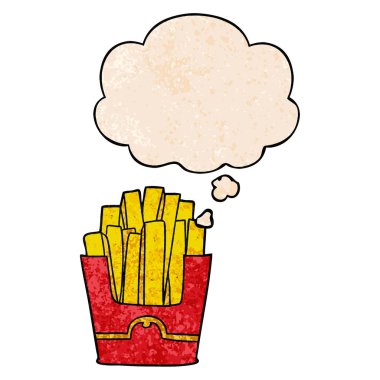 karikatür kızartması ve grunge doku desen tarzında düşünce balonu