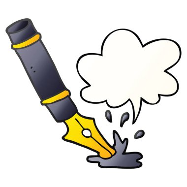 düzgün degrade tarzında karikatür dolma kalem ve konuşma balonu