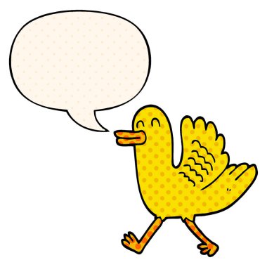 çizgi roman tarzında karikatür ördek ve konuşma balonu