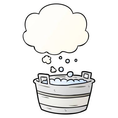 karikatür eski tin banyo ve pürüzsüz degrade tarzında kabarcık düşünce