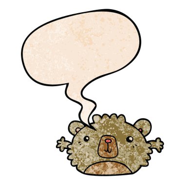 retro doku tarzında komik karikatür ayı ve konuşma balonu