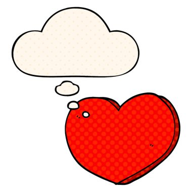 çizgi roman tarzında çizgi film aşk kalp ve düşünce balonu