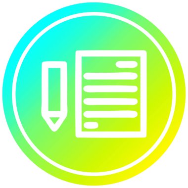 soğuk degrade spektrumda belge ve kalem dairesel