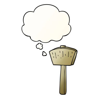 çizgi film tokmak ve pürüzsüz degrade tarzında düşünce balonu