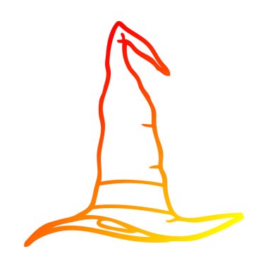 sıcak degrade çizgi çizim karikatür cadı şapka