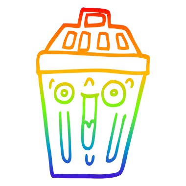 gökkuşağı gradyan çizgi çizim karikatür atık kutusu