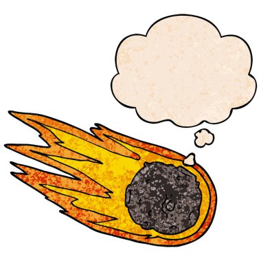 çizgi film kuyruklu yıldız ve grunge doku desen tarzında düşünce balonu