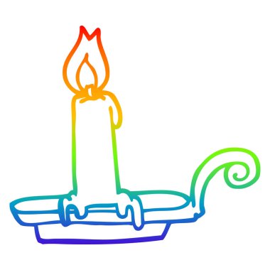 gökkuşağı degrade çizgi çizim karikatür yanan mum