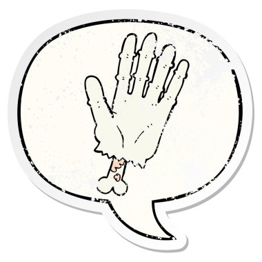 karikatür zombi el ve konuşma balonu sıkıntılı etiket