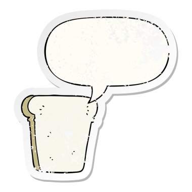 ekmek karikatür dilim ve konuşma balonu sıkıntılı etiket