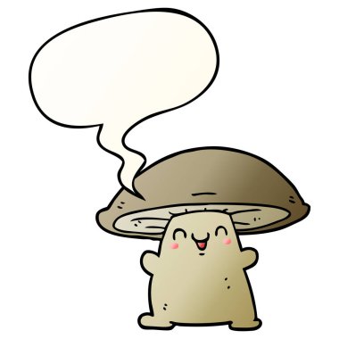 çizgi film mantar karakteri ve konuşma balonu pürüzsüz degrade 