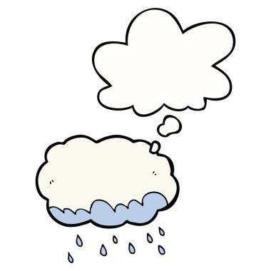 karikatür yağmur bulutu ve düşünce balonu