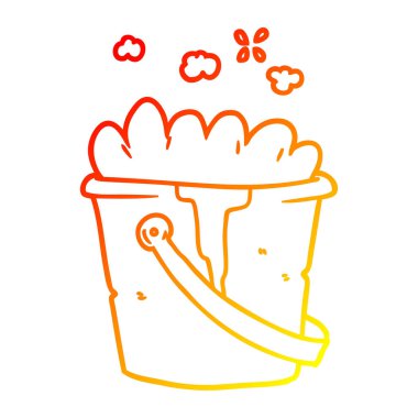 sıcak degrade çizgi sabunlu su karikatür kova çizim