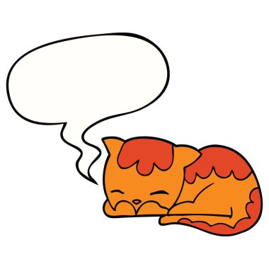 karikatür kedi uyku ve konuşma balonu