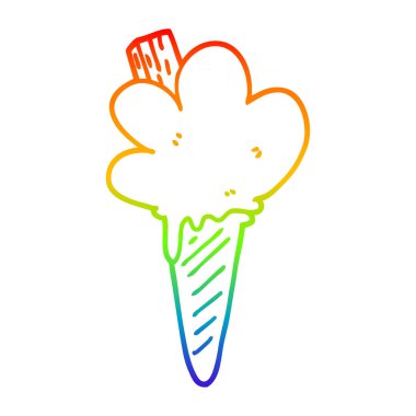 gökkuşağı gradyan çizgi çizim karikatür dondurma konisi
