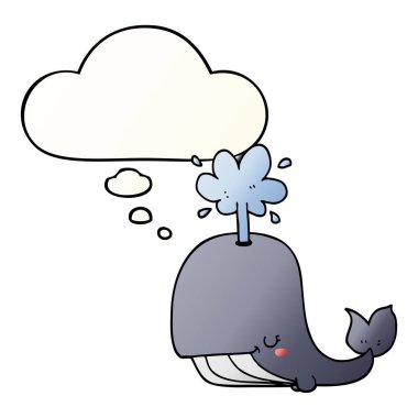 karikatür balina ve pürüzsüz degrade tarzında düşünce balonu