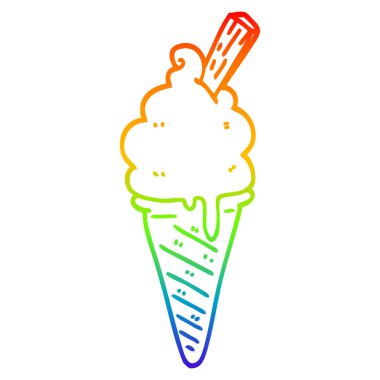 gökkuşağı degrade çizgi çizim karikatür dondurma