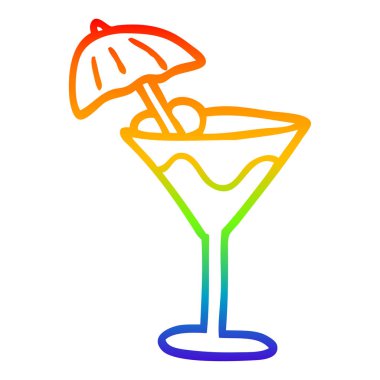 gökkuşağı gradyan çizgi çizim karikatür martini içecek