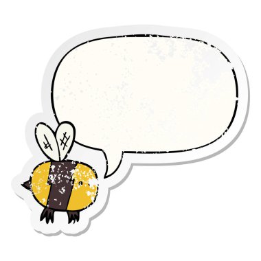 karikatür arı ve konuşma balonu sıkıntılı etiket