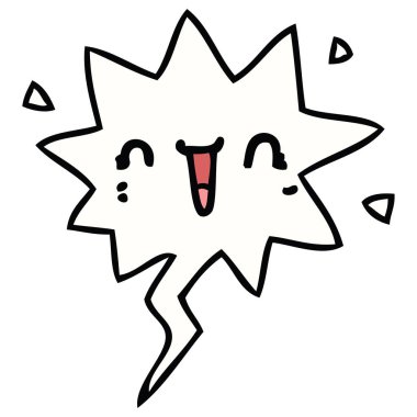 mutlu karikatür yüz ve konuşma balonu