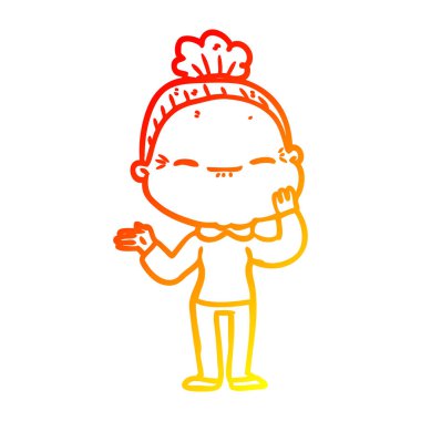 sıcak degrade çizgi çizim karikatür barışçıl yaşlı kadın