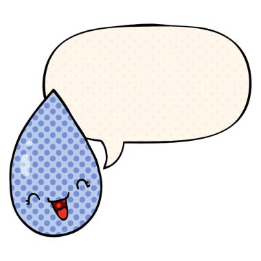 çizgi roman tarzında karikatür yağmur damlası ve konuşma balonu
