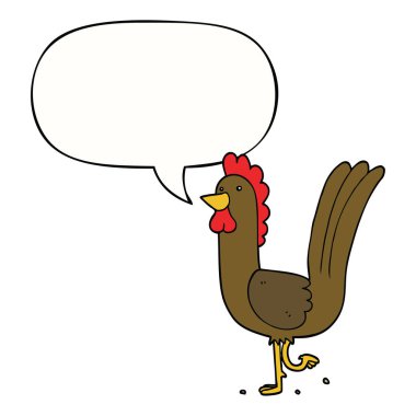 karikatür horoz ve konuşma balonu