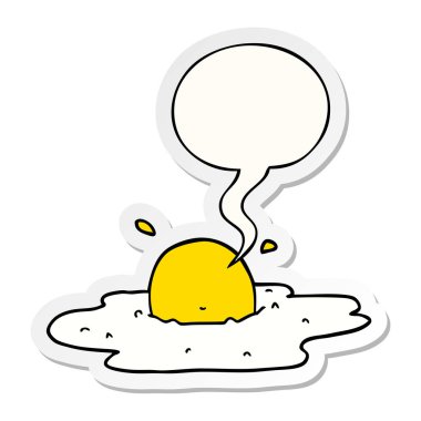 karikatür kızarmış yumurta ve konuşma kabarcık etiket