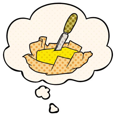 çizgi film tereyağı ve çizgi roman tarzında düşünce balonu