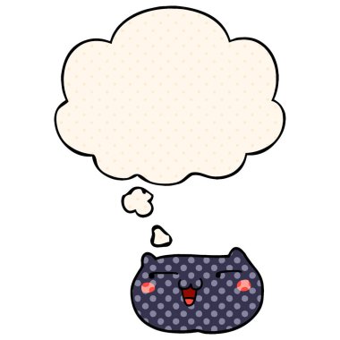 çizgi film kedi yüz ve çizgi roman tarzında kabarcık düşünce