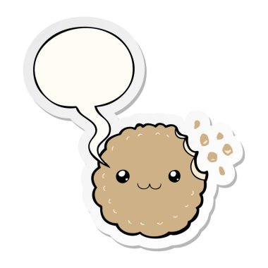 karikatür bisküvi ve konuşma kabarcık etiket