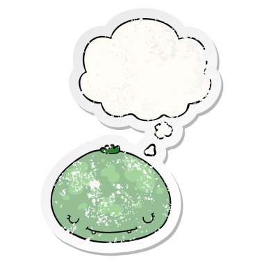 karikatür kabak ve sıkıntılı yıpranmış etiket olarak kabarcık düşünce