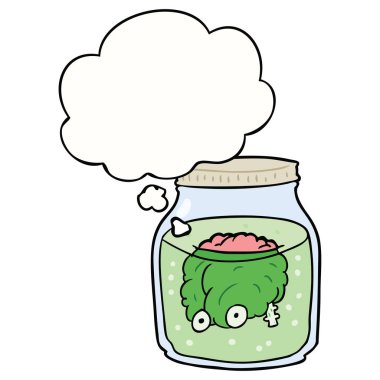 kavanozve düşünce balonu karikatür ürkütücü beyin