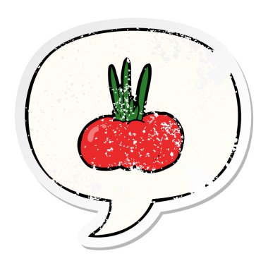 karikatür sebze ve konuşma balonu sıkıntılı etiket