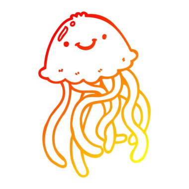 sıcak degrade çizgi çizim karikatür mutlu denizanası