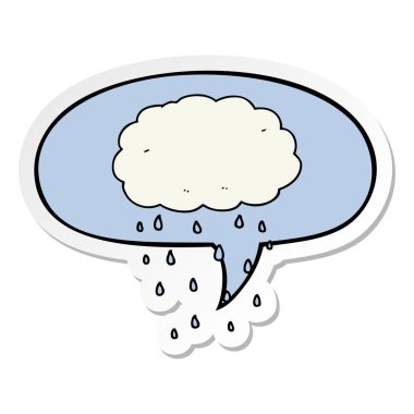 karikatür yağmur bulutu ve konuşma balonu etiket