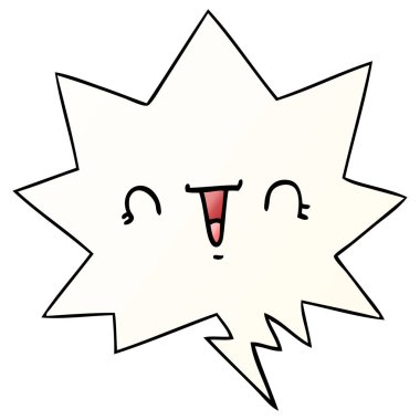 mutlu karikatür yüz ve konuşma balonu pürüzsüz degrade tarzında