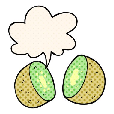 çizgi roman tarzında karikatür kivi ve konuşma balonu